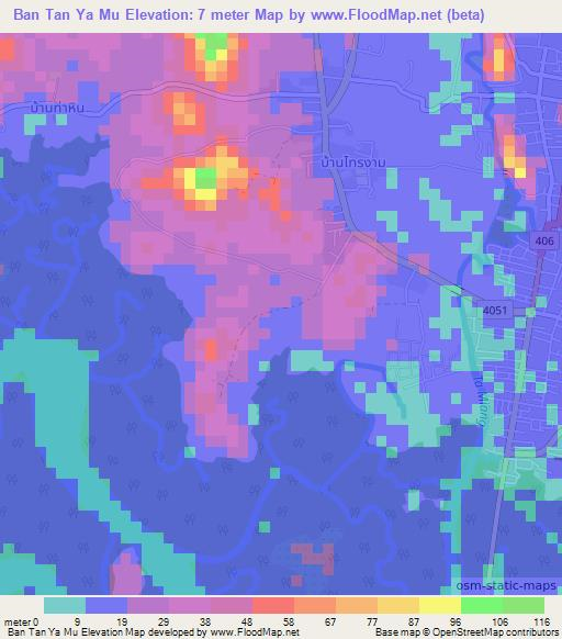 Ban Tan Ya Mu,Thailand Elevation Map