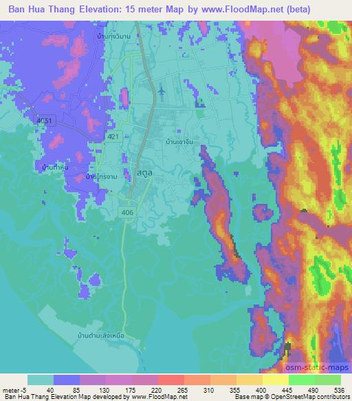 Ban Hua Thang,Thailand Elevation Map
