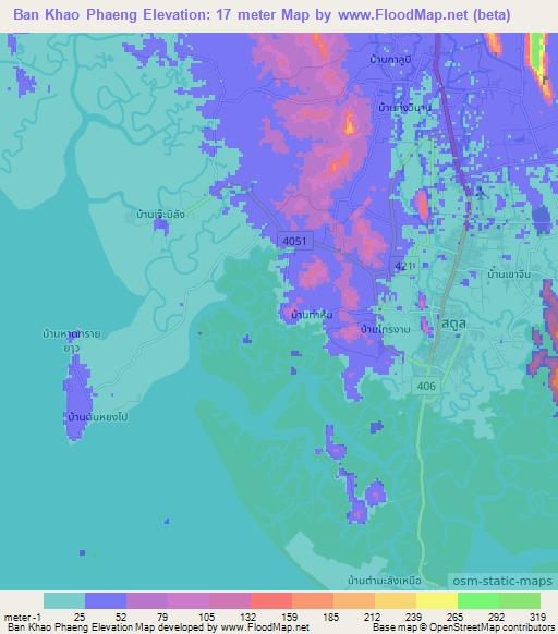 Ban Khao Phaeng,Thailand Elevation Map
