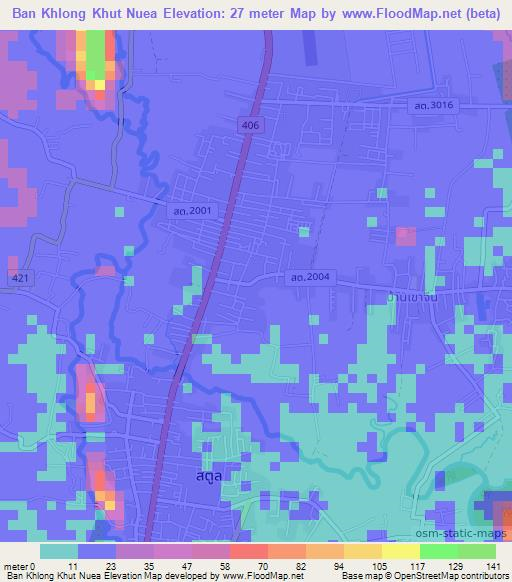 Ban Khlong Khut Nuea,Thailand Elevation Map
