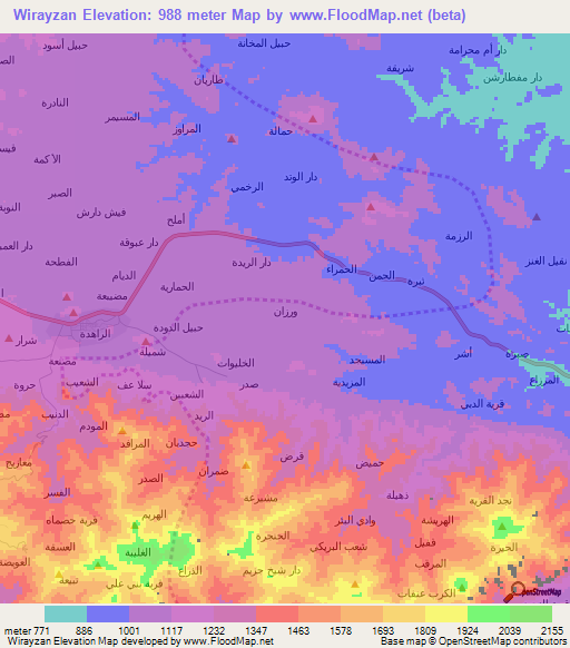 Wirayzan,Yemen Elevation Map