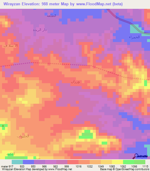 Wirayzan,Yemen Elevation Map
