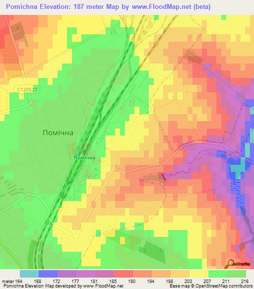 Pomichna,Ukraine Elevation Map