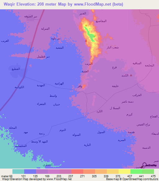 Waqir,Yemen Elevation Map