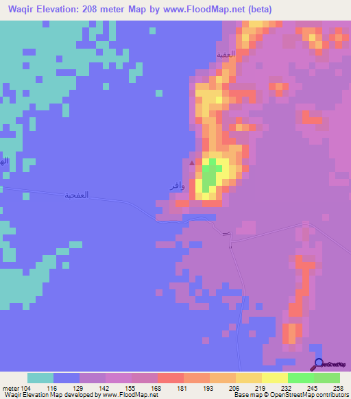 Waqir,Yemen Elevation Map