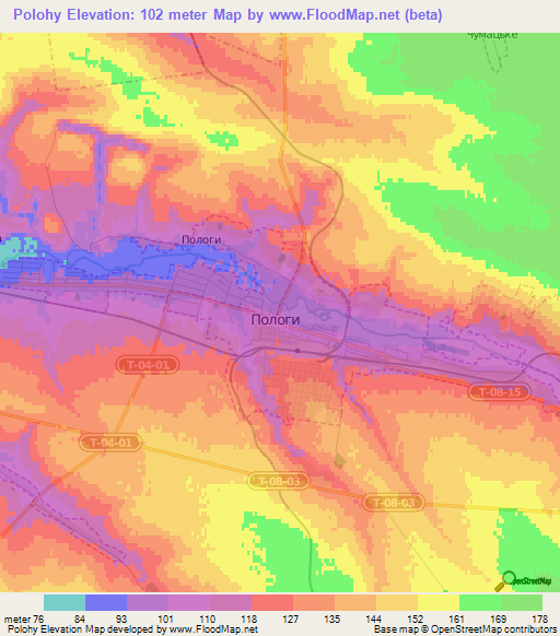Polohy,Ukraine Elevation Map