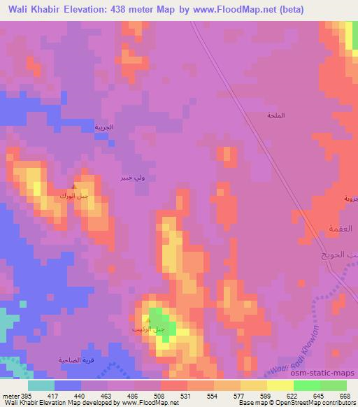 Wali Khabir,Yemen Elevation Map