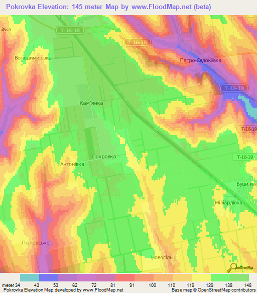 Pokrovka,Ukraine Elevation Map