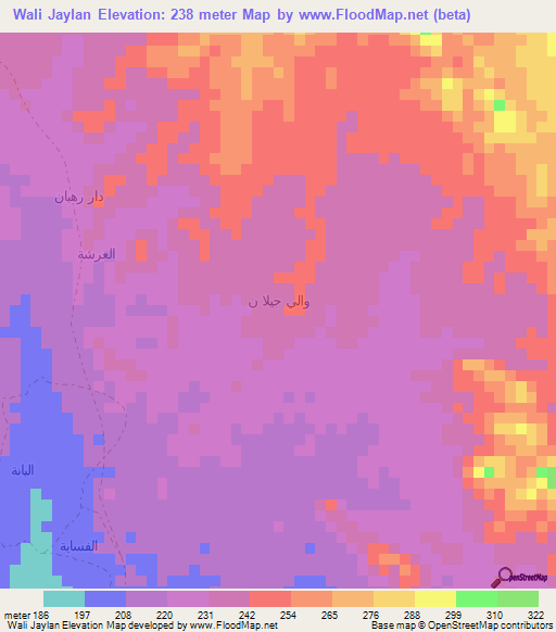 Wali Jaylan,Yemen Elevation Map