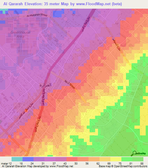 Al Qararah,Palestinian Territory Elevation Map