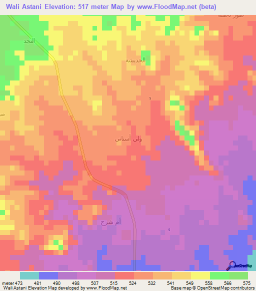 Wali Astani,Yemen Elevation Map