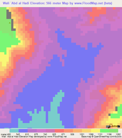 Wali `Abd al Hadi,Yemen Elevation Map