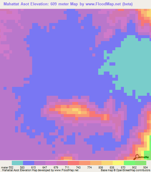 Mahattat Asot,Sudan Elevation Map