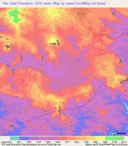 Dhi Jalal,Yemen Elevation Map
