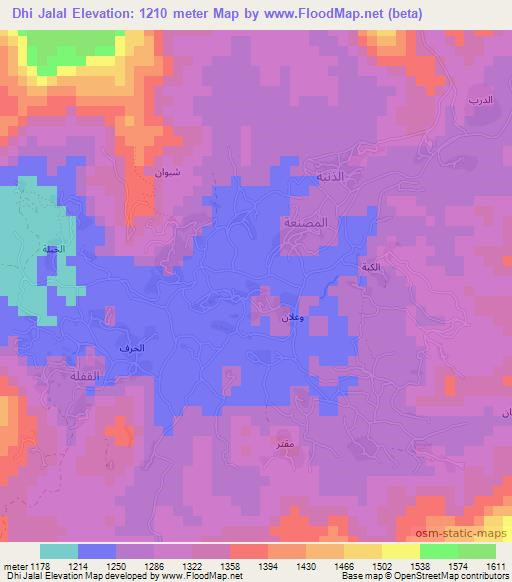 Dhi Jalal,Yemen Elevation Map