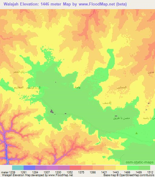Walajah,Yemen Elevation Map