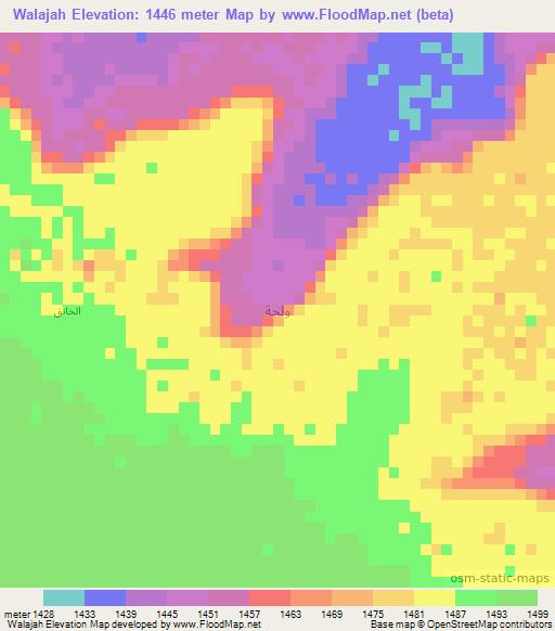 Walajah,Yemen Elevation Map