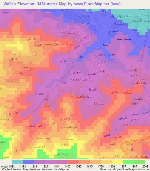 Wa`lan,Yemen Elevation Map