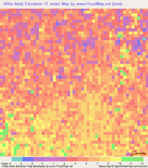 Hillet Ateib,Sudan Elevation Map