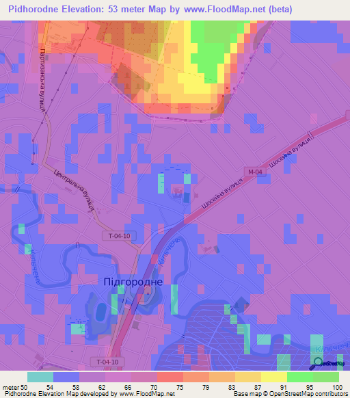 Pidhorodne,Ukraine Elevation Map