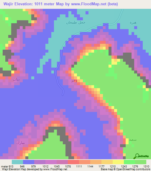 Wajir,Yemen Elevation Map