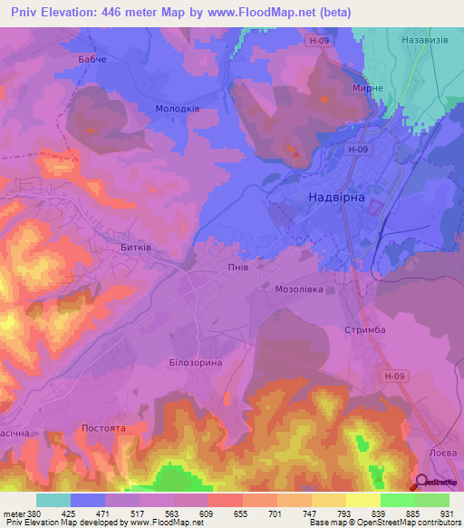 Pniv,Ukraine Elevation Map