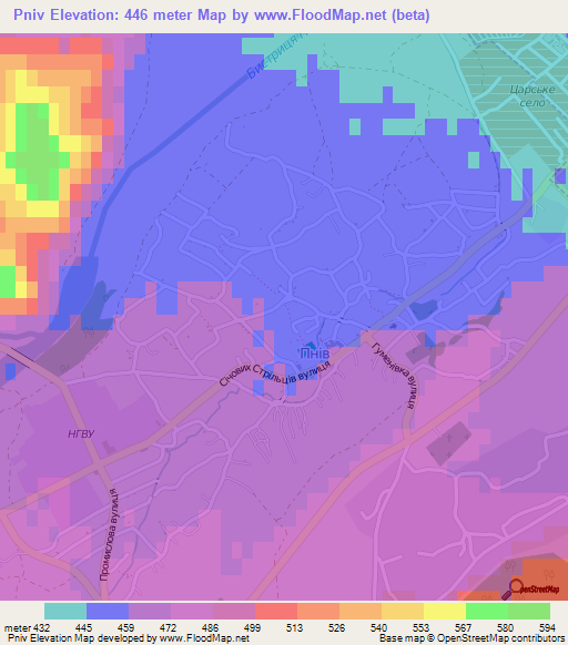 Pniv,Ukraine Elevation Map