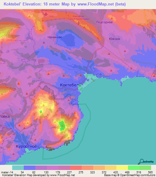 Koktebel',Ukraine Elevation Map