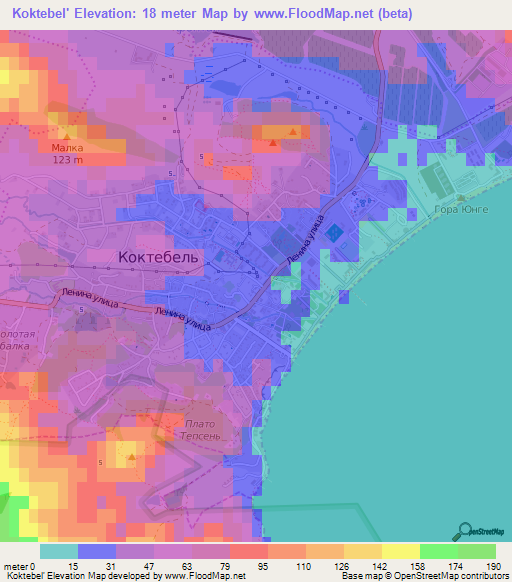Koktebel',Ukraine Elevation Map