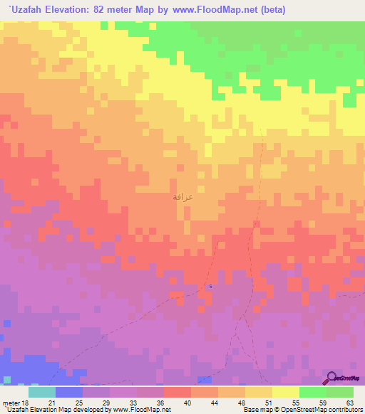 `Uzafah,Yemen Elevation Map