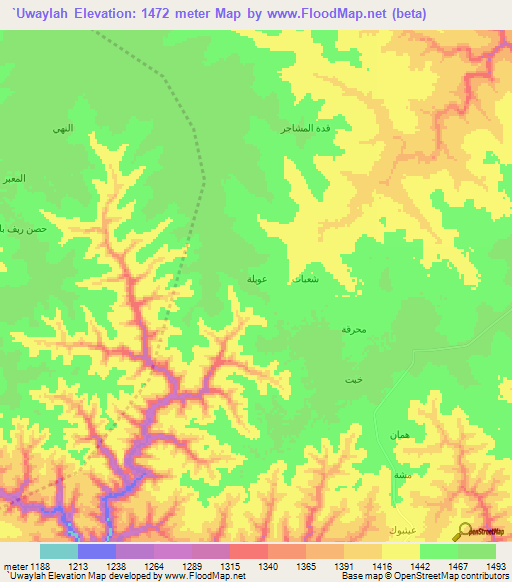 `Uwaylah,Yemen Elevation Map