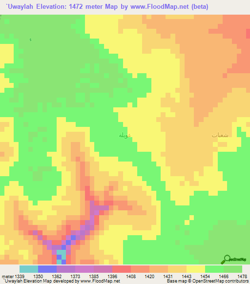 `Uwaylah,Yemen Elevation Map