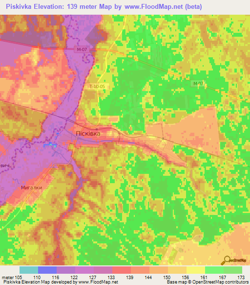 Piskivka,Ukraine Elevation Map