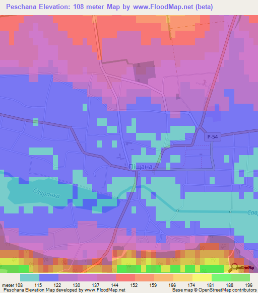 Peschana,Ukraine Elevation Map