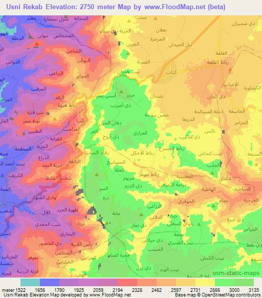 Usni Rekab,Yemen Elevation Map