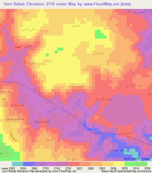 Usni Rekab,Yemen Elevation Map