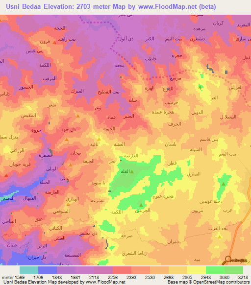 Usni Bedaa,Yemen Elevation Map