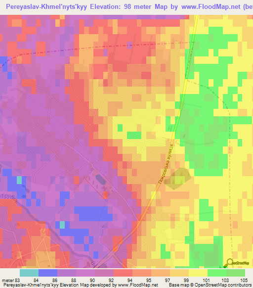 Pereyaslav-Khmel'nyts'kyy,Ukraine Elevation Map