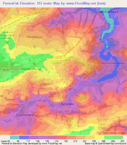 Pereval'sk,Ukraine Elevation Map