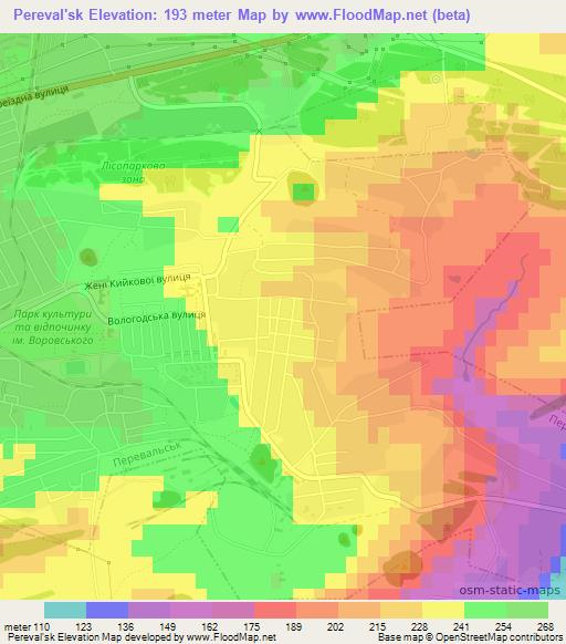 Pereval'sk,Ukraine Elevation Map
