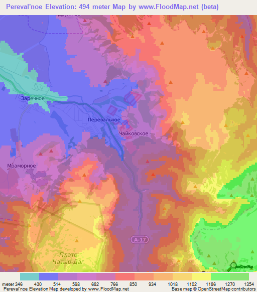 Pereval'noe,Ukraine Elevation Map
