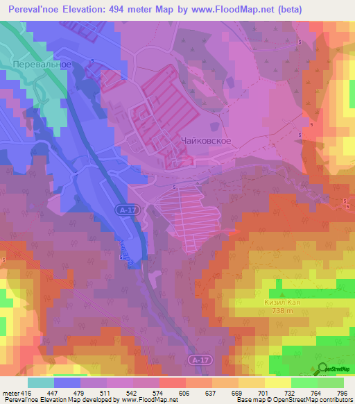 Pereval'noe,Ukraine Elevation Map