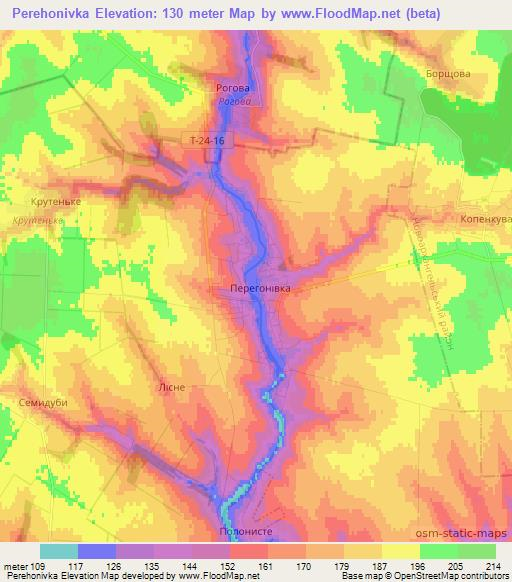 Perehonivka,Ukraine Elevation Map
