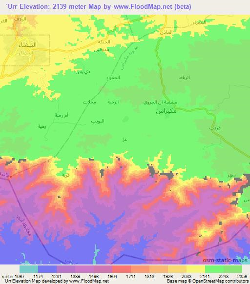 `Urr,Yemen Elevation Map