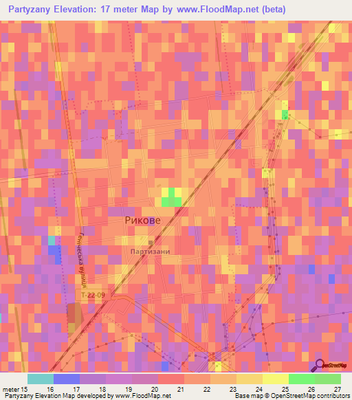 Partyzany,Ukraine Elevation Map