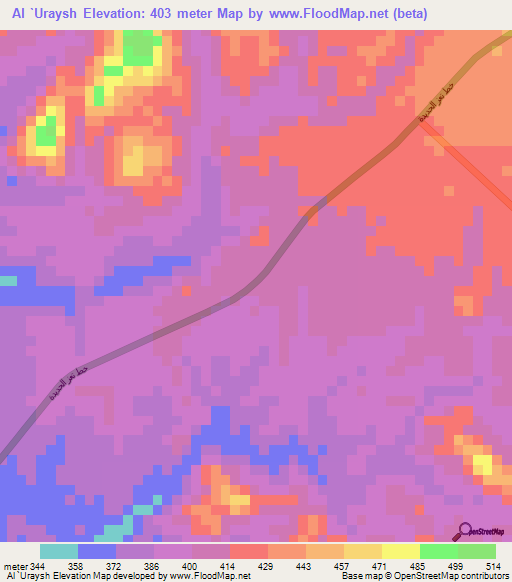 Al `Uraysh,Yemen Elevation Map