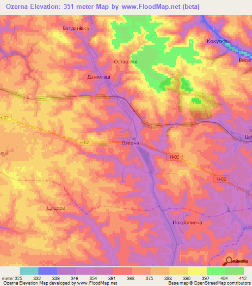 Ozerna,Ukraine Elevation Map