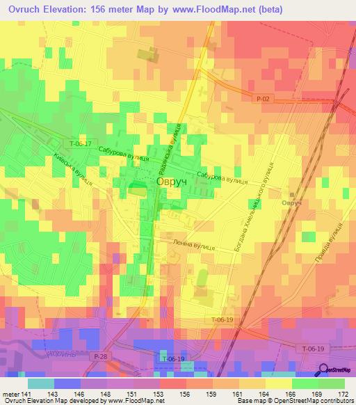 Ovruch,Ukraine Elevation Map