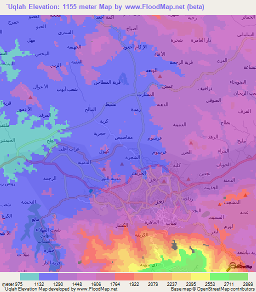`Uqlah,Yemen Elevation Map