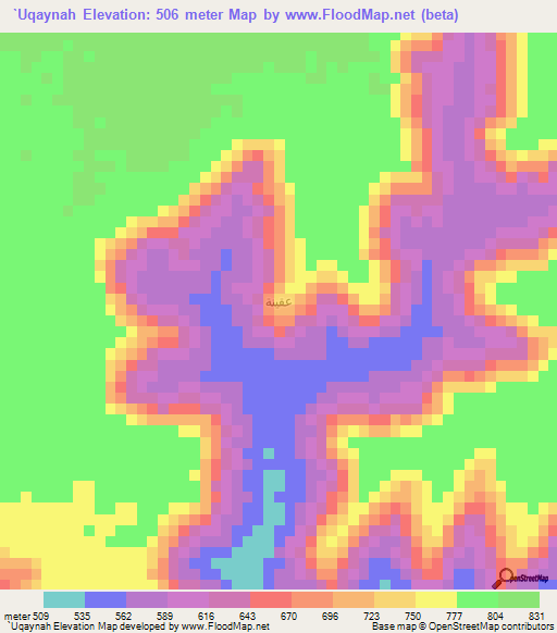 `Uqaynah,Yemen Elevation Map
